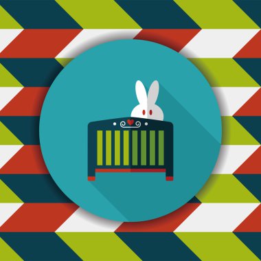 Bebek beşik yatak düz simgesiyle uzun gölge, eps10