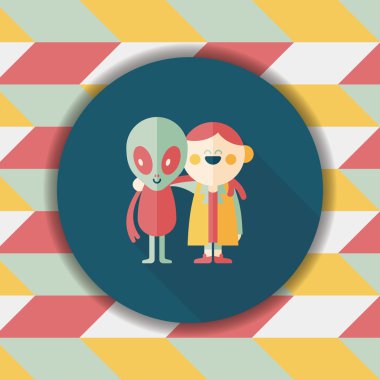 Uzun Gölge, eps10 ile alan yabancı dostluk düz simgesi