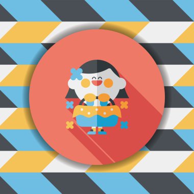 düğün çiçeği kız düz ikon, uzun gölge, eps10