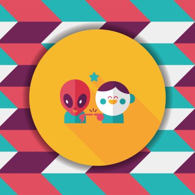 Alan yabancı ve çocuk dostluk düz simgesiyle uzun gölge, eps10