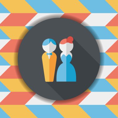 Düğün Çift düz simgesi ile uzun gölge, eps10