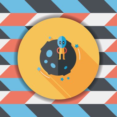 Uzay gezegen ve yabancı uzun gölge, eps10 düz simgesi