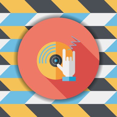 DJ müzik düz simgesi ile uzun gölge, eps10