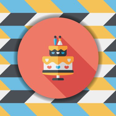 Düğün pastası uzun gölge, eps10 düz simgesiyle