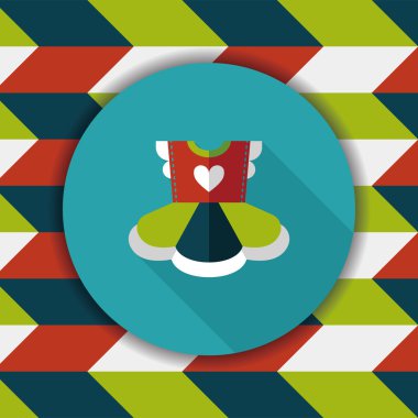 Çocuk elbise düz simgesi ile uzun gölge, eps10