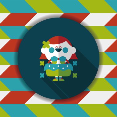 düğün çiçeği kız düz ikon, uzun gölge, eps10