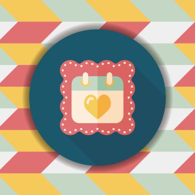 düğün günü takvimi düz simgesi, uzun gölge, eps10