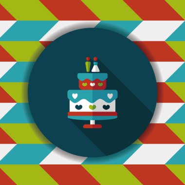 Düğün pastası uzun gölge, eps10 düz simgesiyle