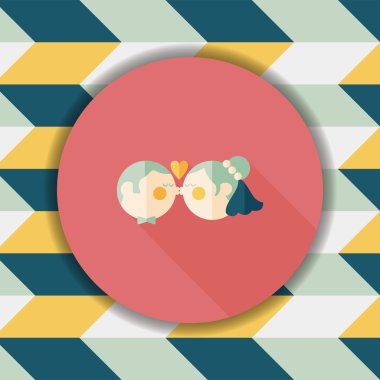 Düğün Çift düz simgesi ile uzun gölge, eps10