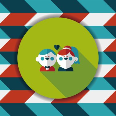 Düğün Çift düz simgesi ile uzun gölge, eps10