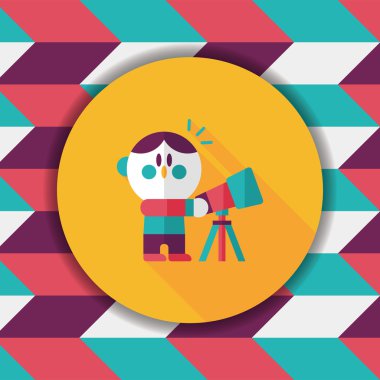 Alan çocuk ve teleskop uzun gölge, eps10 düz simgesi