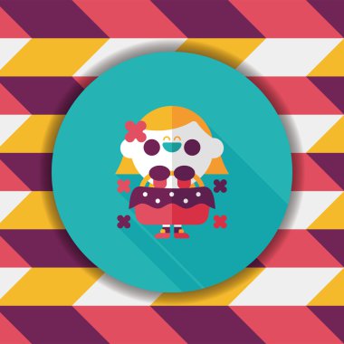 düğün çiçeği kız düz ikon, uzun gölge, eps10