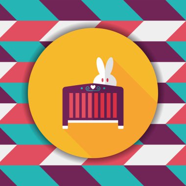 Bebek beşik yatak düz simgesiyle uzun gölge, eps10