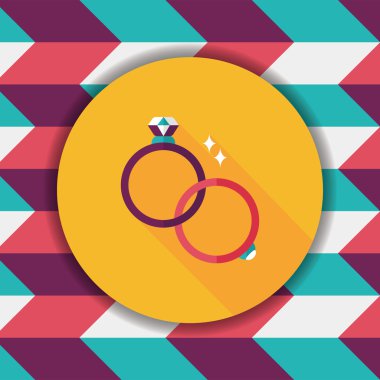 Uzun gölgeli çift elmas yüzük ikonu, eps10