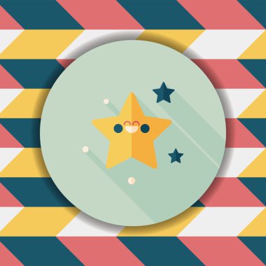 Uzay yıldız düz simgesi ile uzun gölge, eps10