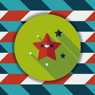 Uzay yıldız düz simgesi ile uzun gölge, eps10