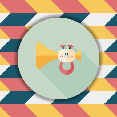 trompet veya boynuzu oyuncak düz simgesi ile uzun gölge, eps10