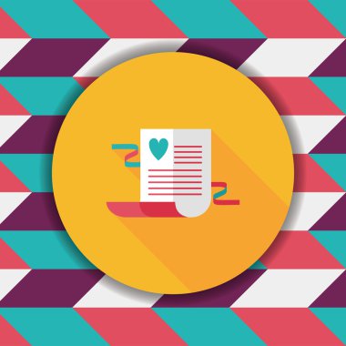 düğün davetiyesi düz simgesi ile uzun gölge, eps10