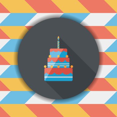 doğum günü pastası düz simgesi ile uzun gölge, eps10