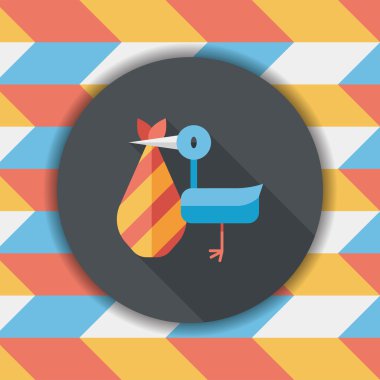 kuş ve bebek düz simgesi ile uzun gölge, eps10