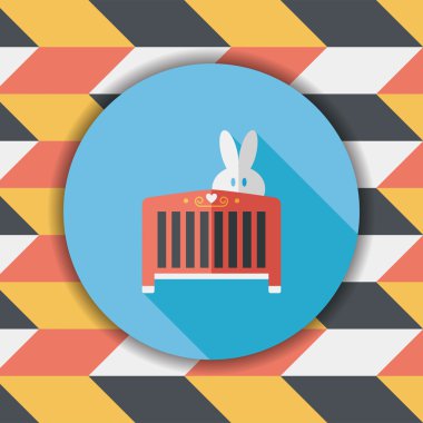 Bebek beşik yatak düz simgesiyle uzun gölge, eps10