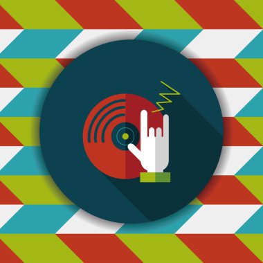 DJ müzik düz simgesi ile uzun gölge, eps10