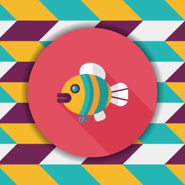 Balık oyuncak uzun gölge, eps 10 düz simgesiyle