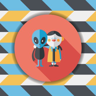 Uzun Gölge, eps10 ile alan yabancı dostluk düz simgesi