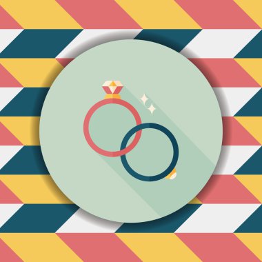 Uzun gölgeli çift elmas yüzük ikonu, eps10