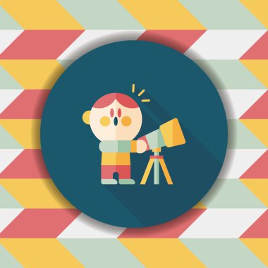 Alan çocuk ve teleskop uzun gölge, eps10 düz simgesi