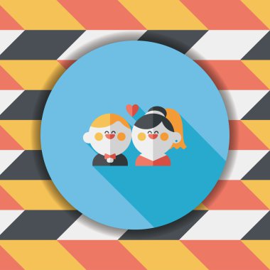 Düğün Çift düz simgesi ile uzun gölge, eps10