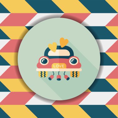 Düğün araba düz simgesi ile uzun gölge, eps10