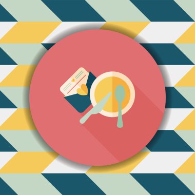 düğün davetiyesi ve bulaşık takımı düz simgesi, uzun gölge, eps10