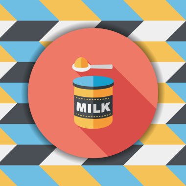 süt tozu süt gıda uzun gölge, eps 10 düz simgesiyle