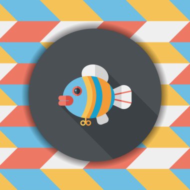 Balık oyuncak uzun gölge, eps 10 düz simgesiyle