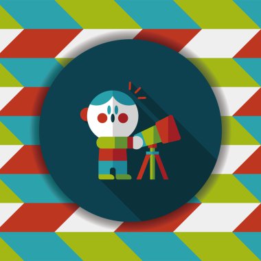 Alan çocuk ve teleskop uzun gölge, eps10 düz simgesi