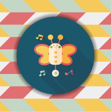 Uzun Gölge, eps10 ile kelebek müzik oyuncak düz simgesi
