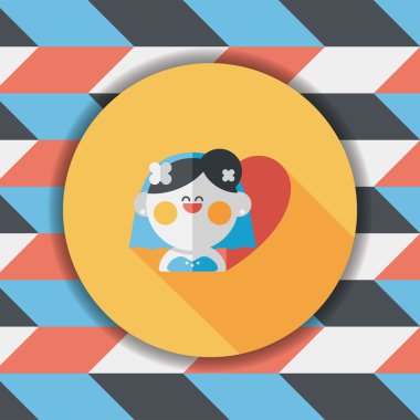 Gelinin düz ikonu, uzun gölgeli, eps10