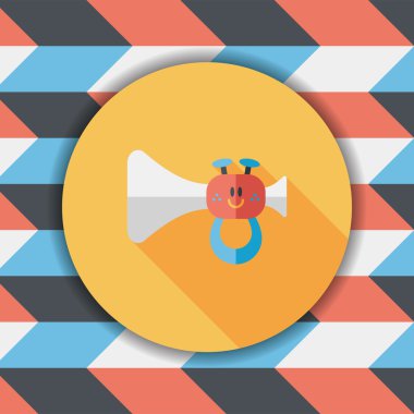 trompet veya boynuzu oyuncak düz simgesi ile uzun gölge, eps10