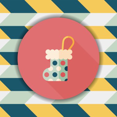 Noel çorap uzun gölge, eps 10 düz simgesi