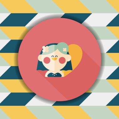 Gelinin düz ikonu, uzun gölgeli, eps10