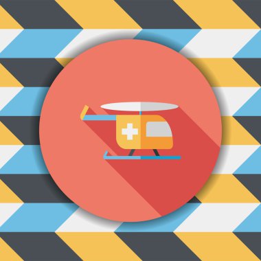 uzun gölge ile tıbbi helikopter düz simgesi