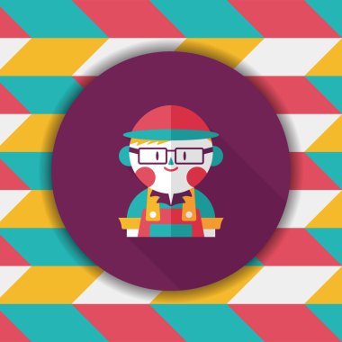 Kahve Dükkanı katip düz simgesi ile uzun gölge, eps10