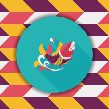 Çin yeni yılı uzun gölge, eps10, Çinli bir dekor ile düz simgesi