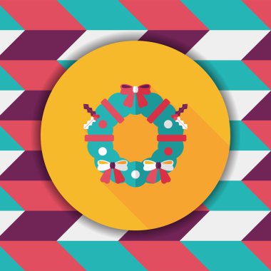 Uzun Gölge, eps10 ile Noel holly çelenk düz simgesi