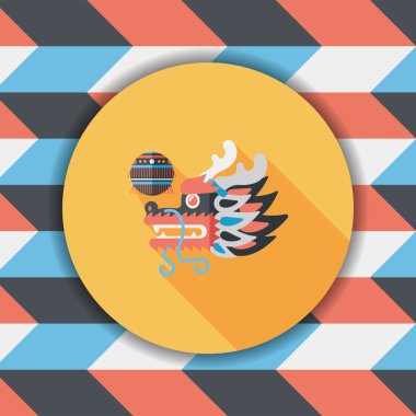 Çin yeni yılı düz simgesi ile uzun gölge, eps10, dragon ve