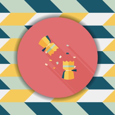 Noel fişeği düz simgesi ile uzun gölge, eps10