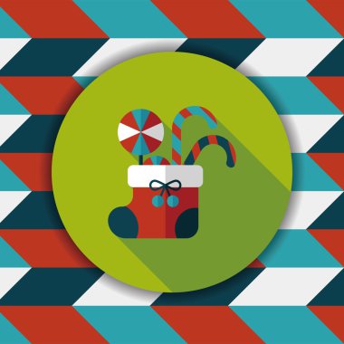 calcetín de Navidad icono plana con sombra, eps10