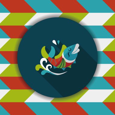 Çin yeni yılı uzun gölge, eps10, Çinli bir dekor ile düz simgesi