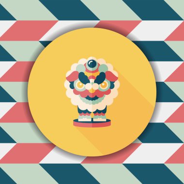 Çin yeni yılı düz simgesi ile uzun gölge, eps10, dragon ve